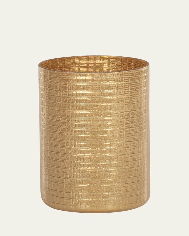 Cambric Glass Toothbrush Holder, Gold Enamel